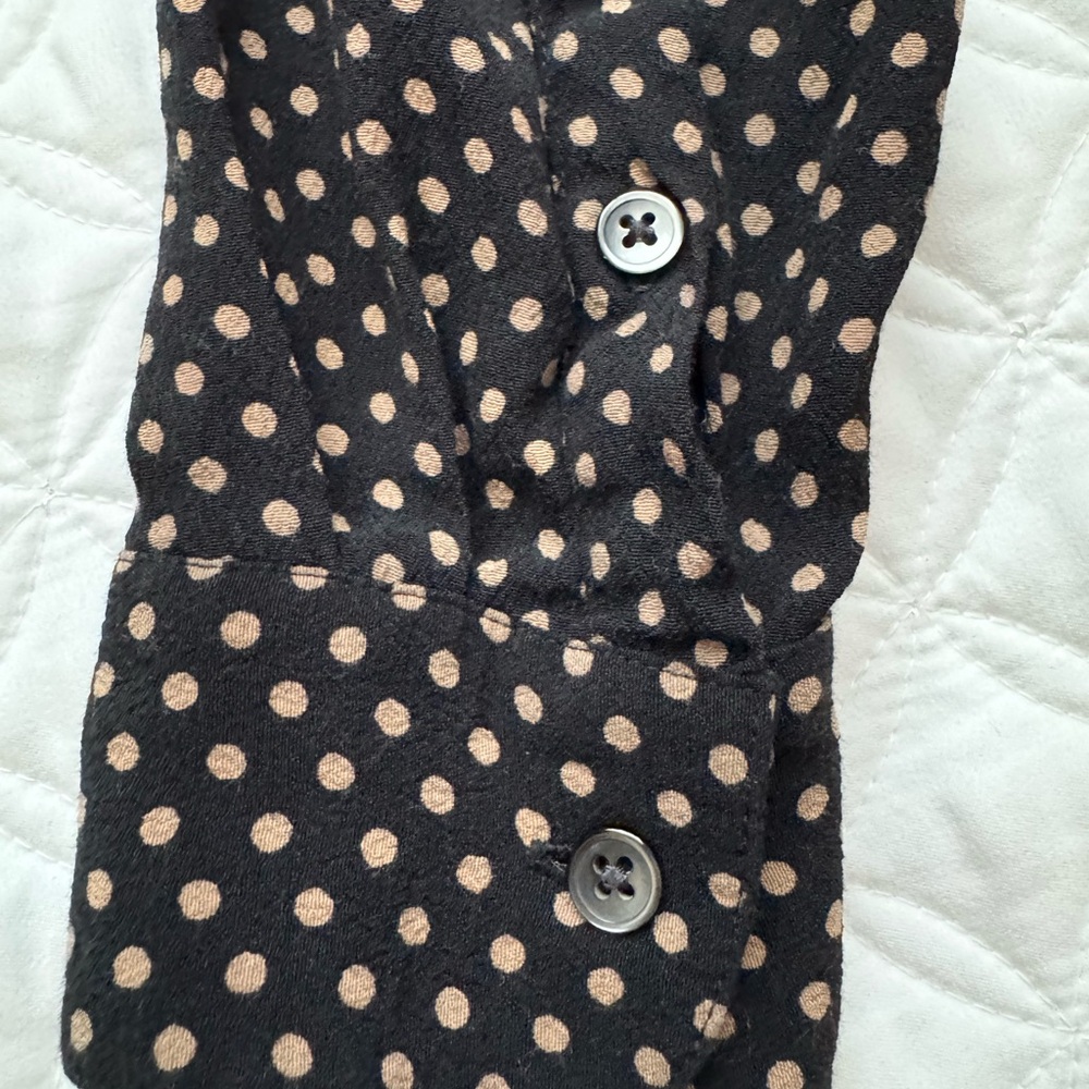 Madewell Black Tan Polka Dot Long Sleeve Tunic Shirt Dress Size XXS - Picture 10 of 15